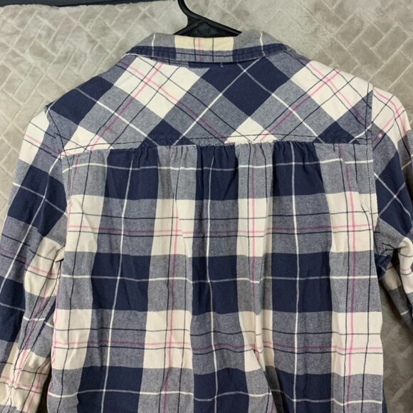 Vanilla Star Womens S Flannel Shirt Blue Plaid Long Sleeve Button Front Western - Picture 13 of 16